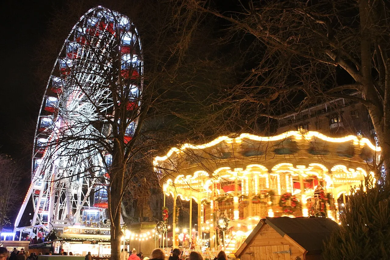 Edinburgh Christmas market lights in a previous season