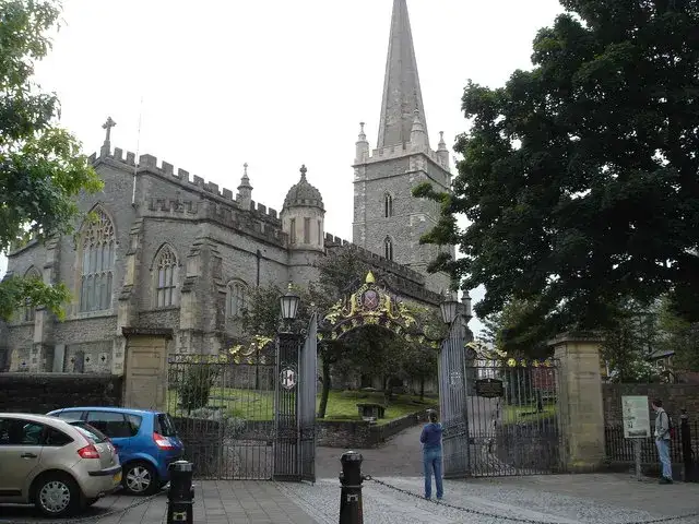St Columb’s Cathedral in Derry’s Cathedral Quarter; an archive view of the neighbourhood, not the 2026 market