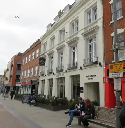 New County Hotel on Southgate Street, Gloucester; licensed exterior