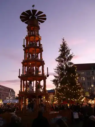 Christmas pyramid at Dresden Striezelmarkt in a previous season