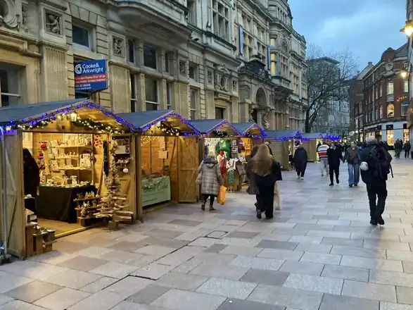 Cardiff Christmas Market in 2024; historical view