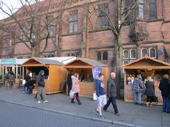 Stalls on the 2014 Christmas Market, Northgate Street, Chester.